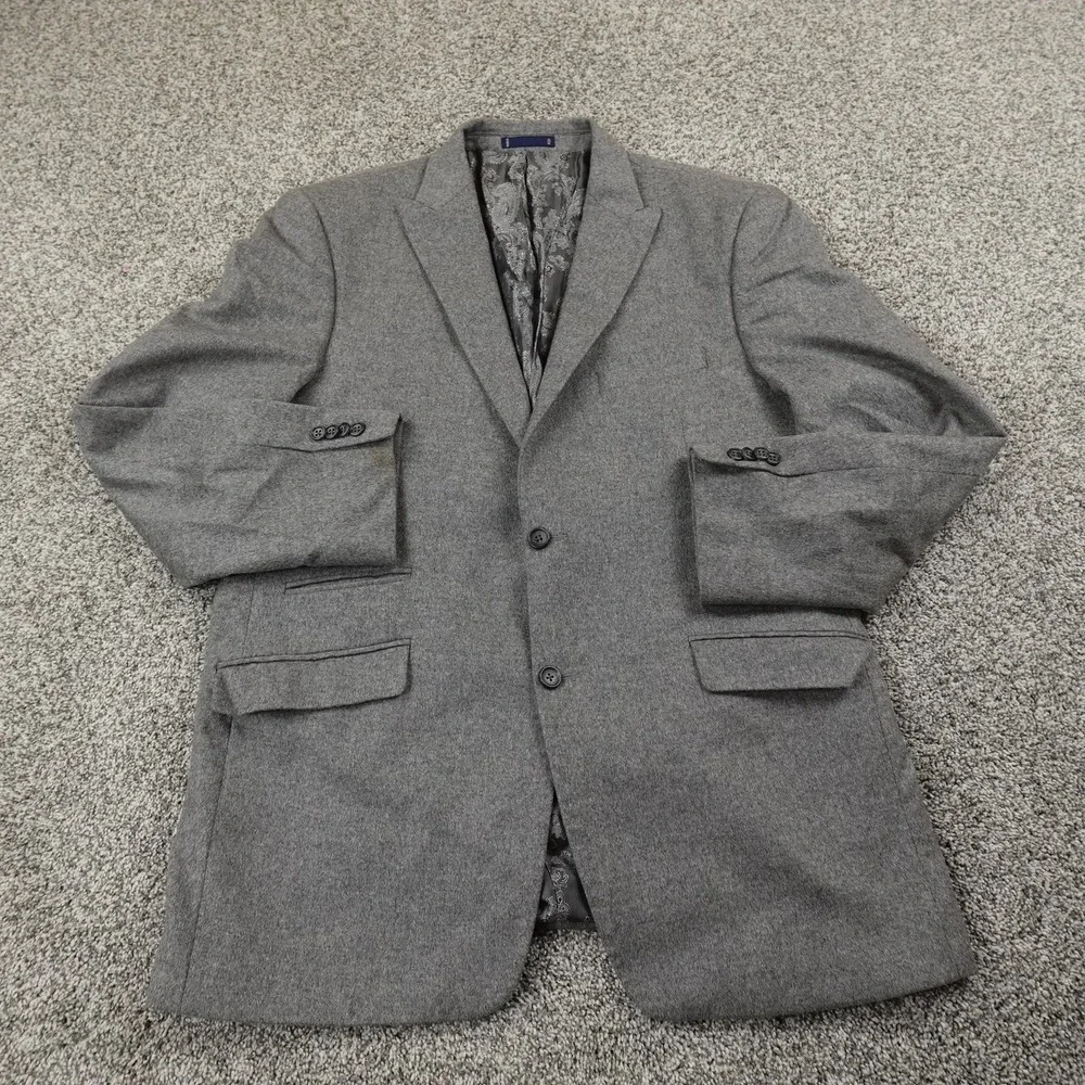 Paul Fredrick Blazer Mens 42 Gray Cashmere Sport Coat Suit Jacket Paisley‎ Lined